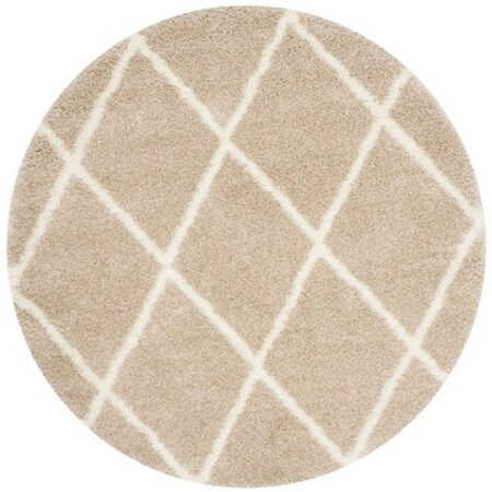 Safavieh Montreal Shag Power Loomed Round Rug- Beige - Ivory- 6 ft. 7 in. x 6 ft. 7 in. SGM831C-7R